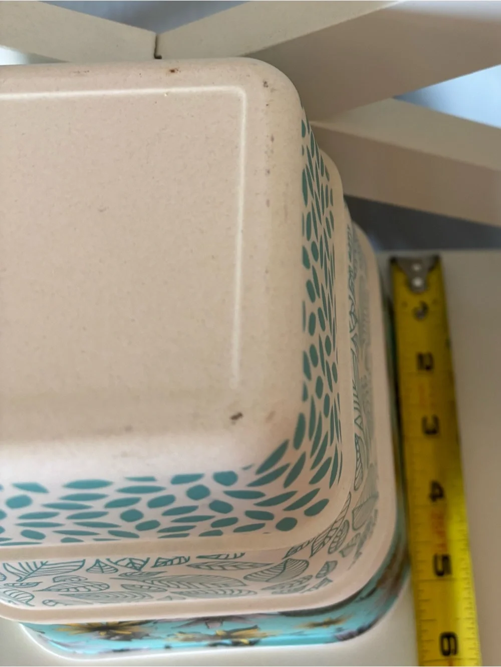 3-Piece Stacking Nesting Organize Bowls Teal White Yellow Bee Leaves